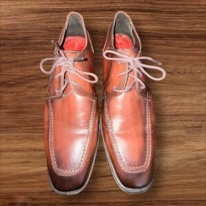 Belvedere Newcastle Leather‎ Oxford Dress Shoes Brown Men's Size 9D Made Brazil